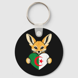 Algerien Fennec Fuchs Herz Flagge Grafik für Männe Schlüsselanhänger