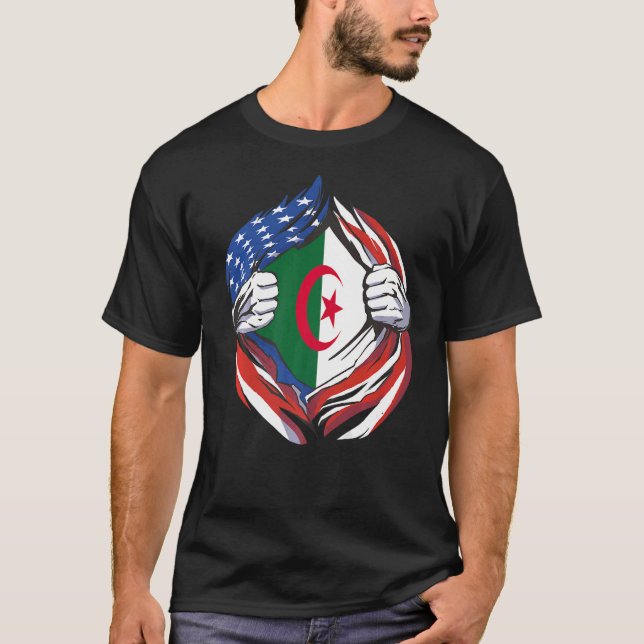 Algerien Flag Amerikanischer Stolz auf meinen alge T-Shirt (Vorderseite)