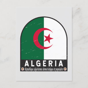 Algerien-Flagge Emblem Distressed Vintage Postkarte