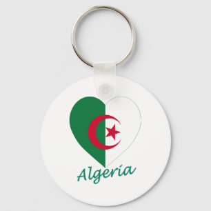 Algerien-Flaggen-Herz Schlüsselanhänger