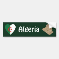 Algerien Flaggenherz + Karte Autoaufkleber