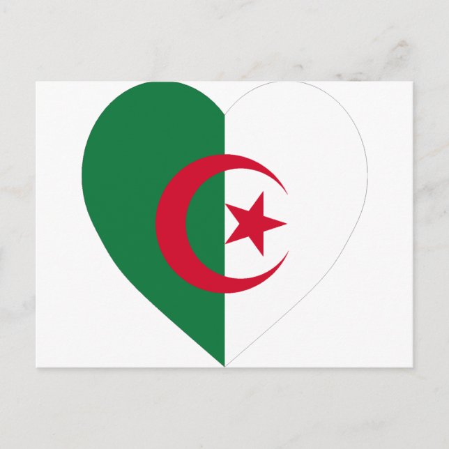 Algerien-Flaggenherz Postkarte (Vorderseite)