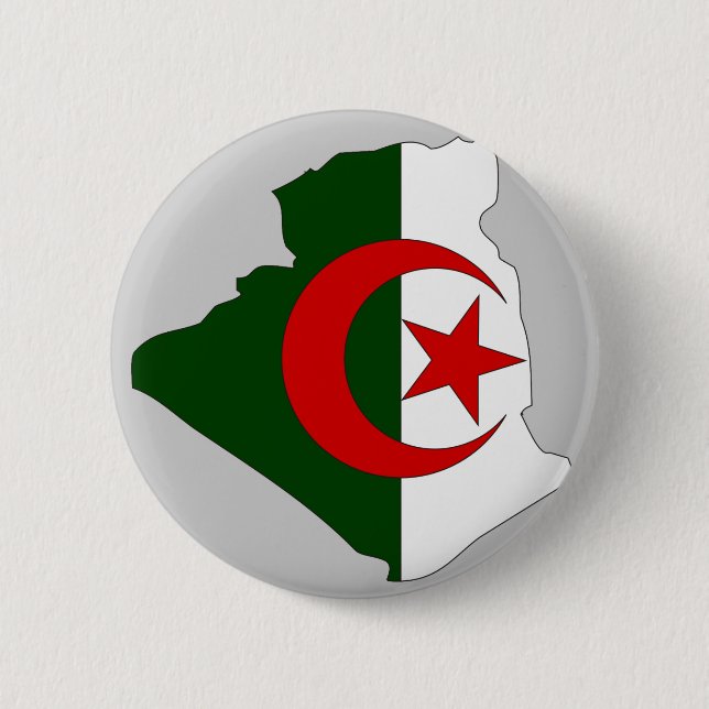 Algerien-Flaggenkarte Button (Vorderseite)