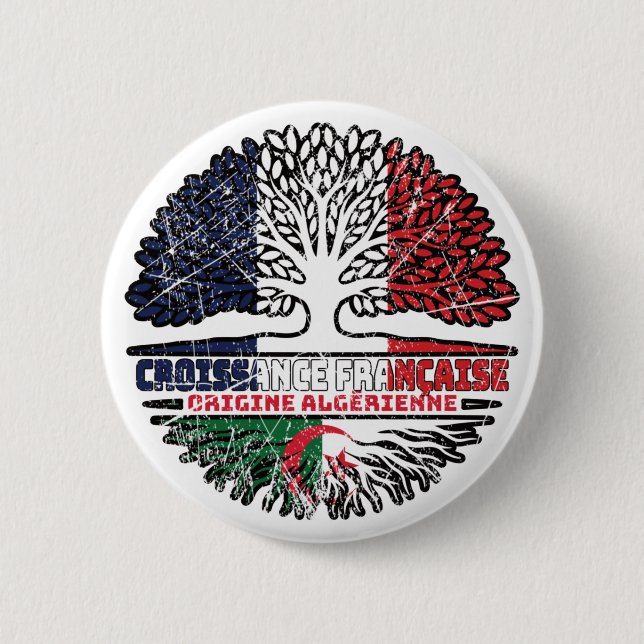Algerien - Französisch-Französisch-Tree-Roots-Flag Button (Vorderseite)
