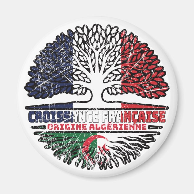 Algerien - Französisch-Französisch-Tree-Roots-Flag Magnet (Vorne)