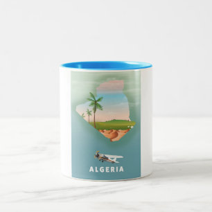 Algerien Illustriertes Reiseplakat drucken. Zweifarbige Tasse