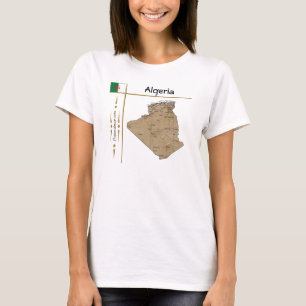 Algerien-Karte + Flagge + Titel T-Shirt