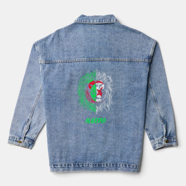 Algerien Löwe Algerische Flagge Algerischer T - Sh Jeansjacke (Rückseite)