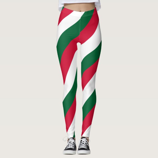 Algerien - Nationale Flaggenfarben diagonal gestre Leggings (Vorderseite)
