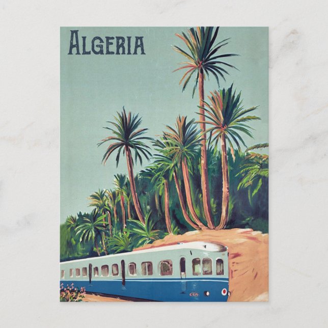 Algerien, Zug durch die Palmen Postkarte (Vorderseite)