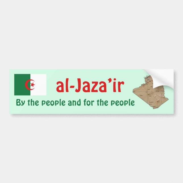 Algerienflagge + Karte Autoaufkleber (Vorne)