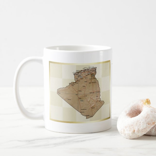 Algerienflagge + Tasse Karte (Mit Donut)