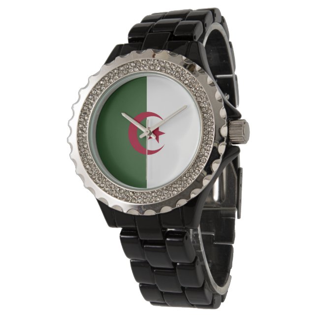 Algerische Flagge Armbanduhr (Schrägansicht)