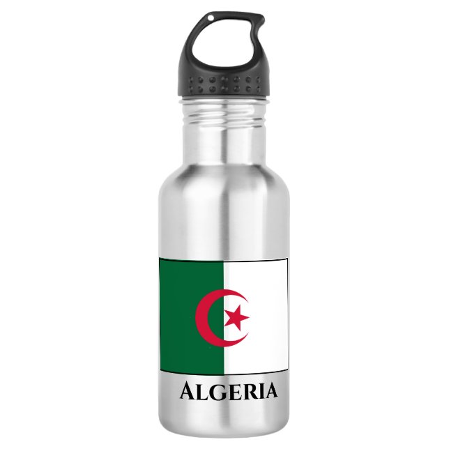 Algerische Flagge Edelstahlflasche (Vorderseite)