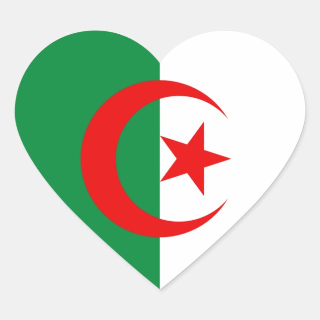 algerische Flagge Herz-Aufkleber (Vorderseite)