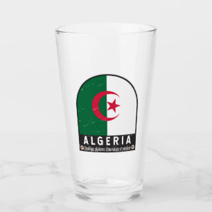 algerisches FlaggenEmblem beängstigend Vintag Glas