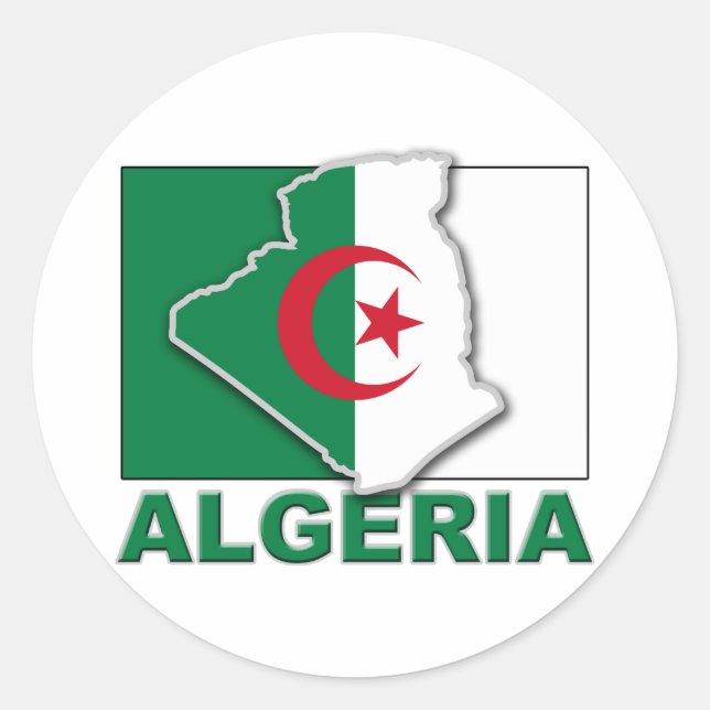 Algerisches Flaggenland Runder Aufkleber (Vorderseite)
