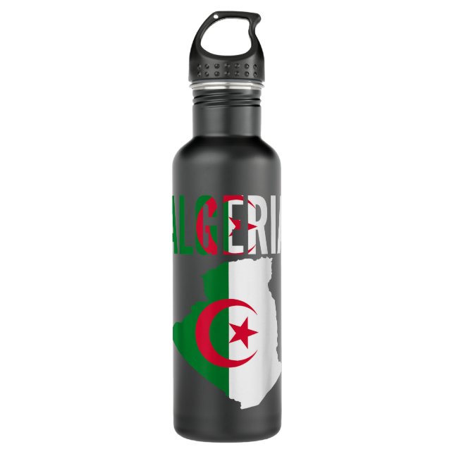 Algerisches Geschenk Algerien Länderkarte Edelstahlflasche (Vorderseite)