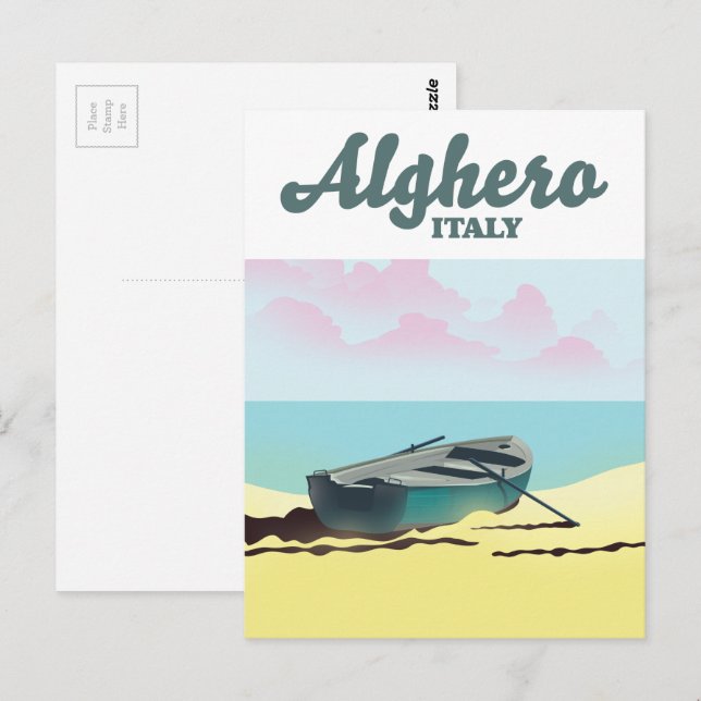 Alghero Italien Vintage Reiseplakat Postkarte (Vorne/Hinten)