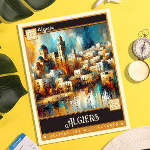Algier, Algerien Vintage-Gemälde Postkarte