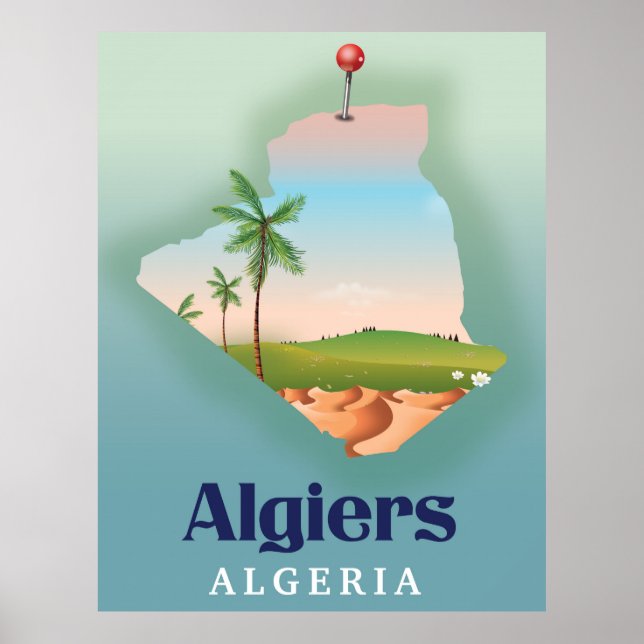 Algiers algerisches Fahrplakat Poster (Vorne)