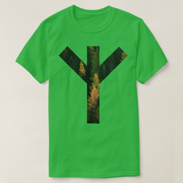 Algiz Forest Rune Symbol T-Shirt (Design vorne)