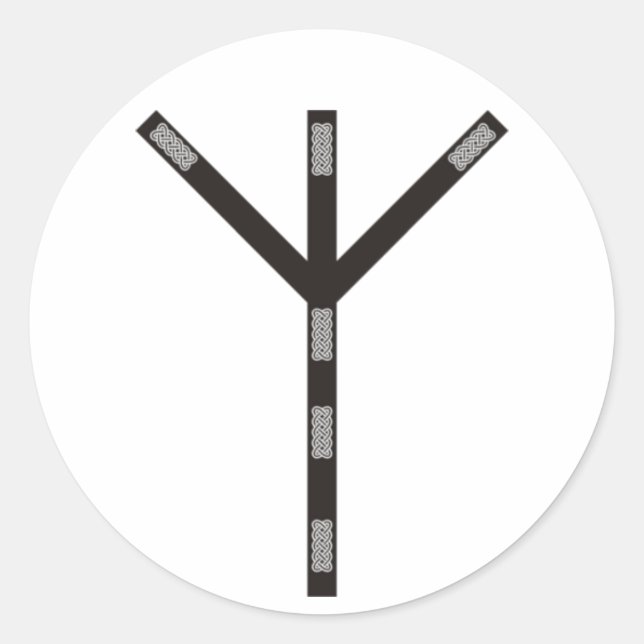 Algiz Rune Schutz Runder Aufkleber (Vorderseite)