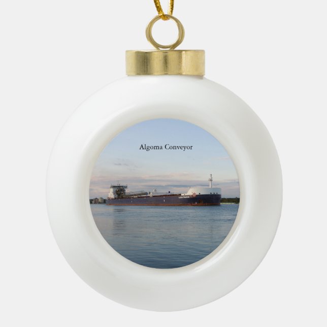 Algoma Conveyor Ball oder Schneeflocke Keramik Kugel-Ornament (Vorderseite)