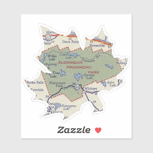 Algonoquin Provincial Park Vintag Aufkleber (Blatt)