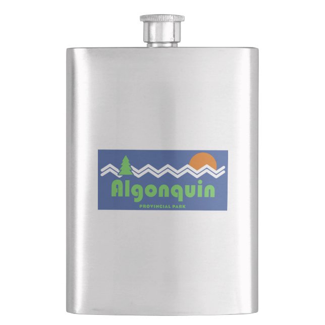 Algonquin Provincial Park Retro Flachmann (Vorderseite)