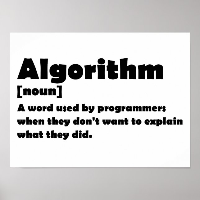 Algorithm Funny Dictionary Definition Programmer Poster (Vorne)