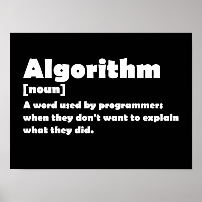 Algorithm Funny Dictionary Definition Programmer Poster (Vorne)