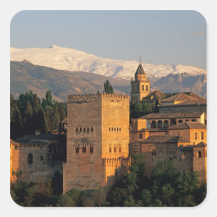 Alhambra; Granada; Andalusien, Spanien, Sierra Quadratischer Aufkleber
