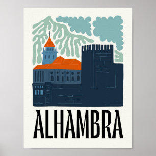 Alhambra Granada Spanien abstraktes Reiseland Poster