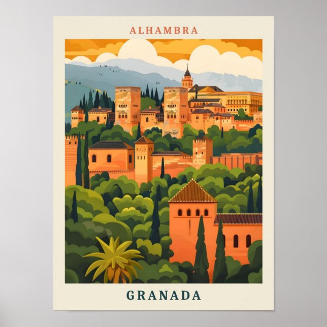 Alhambra Granada Spanien Elegantes Ambiente Poster (Vorne)