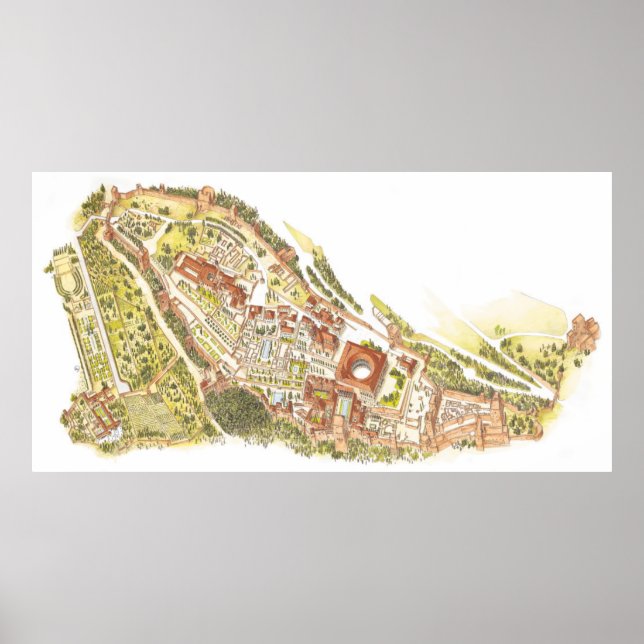 Alhambra Granada Spanien. Luftbild Poster (Vorne)