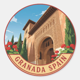 Alhambra Granada Spanien Reisen Runder Aufkleber