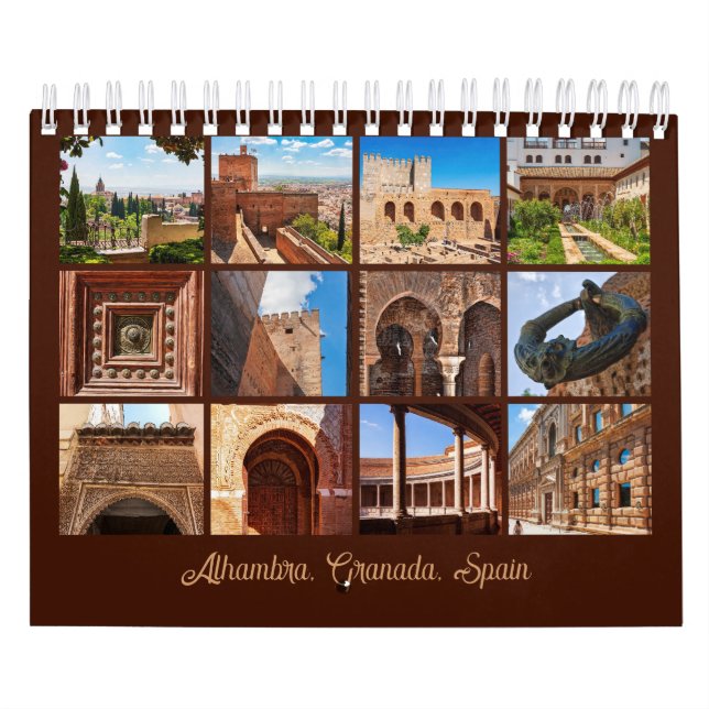 Alhambra, Grenade, Espagne Calendrier des 12 mois (Protection)
