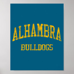 Alhambra High School Hs Martinez Ca Vintage Srts  Poster