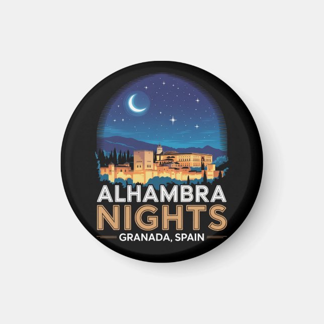 Alhambra Nights - Granada Spanien Reisen Kunst, Di Magnet (Vorne)