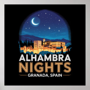 Alhambra Nights - Granada Spanien Reisen Kunst, Di Poster