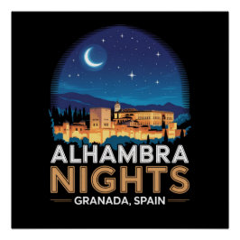 Alhambra Nights - Granada Spanien Reisen Kunst, Di Poster