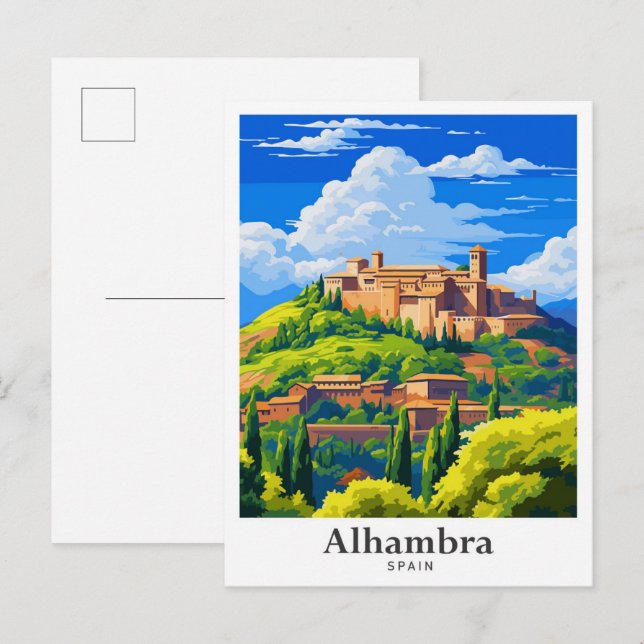 Alhambra Spanien Kunst, Dichtung und Musik Postkarte (Vorne/Hinten)