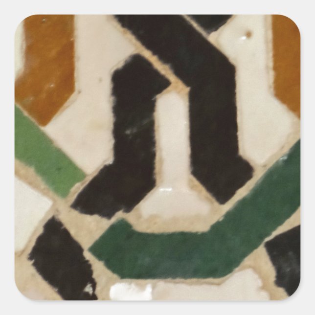 Alhambra Wall Tile #2 Quadratischer Aufkleber (Vorderseite)