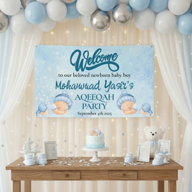 Alhamdulillah Blue aqiqah Baby Banner willkommen (Von Creator hochgeladen)
