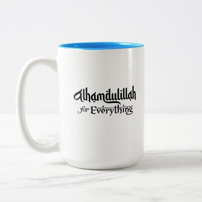 Alhamdulillah for Everything Minimal Islamic Gift Zweifarbige Tasse (Links)