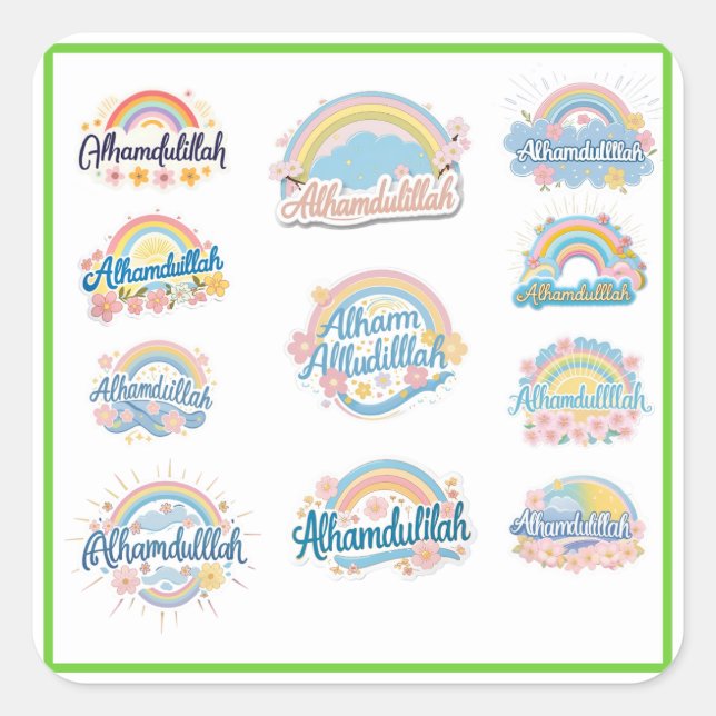 Alhamdulillah Sticker – Pastel Gratitude Reminder (Vorderseite)