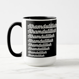 Alhamdulillah-Typografie Weiß auf Schwarz Monogram Tasse