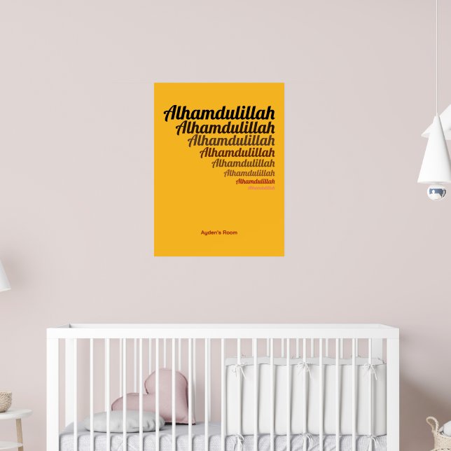 Alhamdulillah Typografy Yellow Kinderzimmer Custom Poster (Kinderzimmer 2)