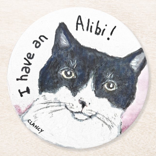 Alibi Cat Paper Untersetzer (Vorderseite)
